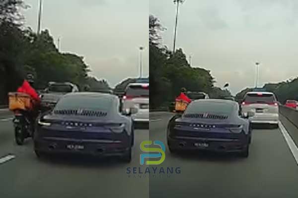 Tindakan agresif rider tendang side mirror Porsche 911 sampai terpelanting dikecam netizen