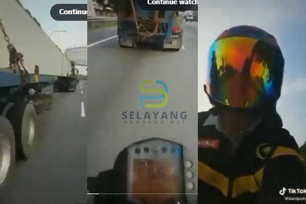 "Perghh mesti dia rasa terpaling hero" tular video aksi rider menyelit bawah lori kontena dikecam netizen