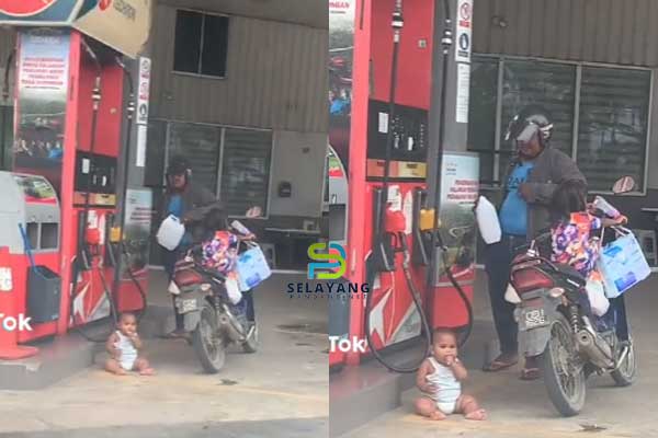 Bapa letak bayi di lantai pam minyak ketika tuang minyak undang perbagai reaksi netizen