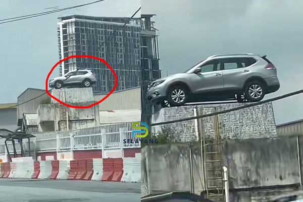 'Smart ooo cane dia buat', netizen terkejut tengok kereta parking atas bangunan kecil