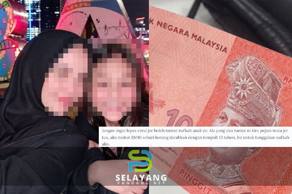 Isteri tuntut nafkah anak RM10 sehari darab dengan 13 tahun